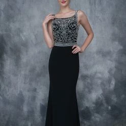 In Stock Nina Canacci 2166 Size 10 Long Fitted Sheer Embellished Prom Dress Formal Gown