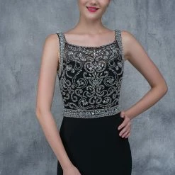 In Stock Nina Canacci 2166 Size 10 Long Fitted Sheer Embellished Prom Dress Formal Gown