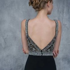 In Stock Nina Canacci 2166 Size 10 Long Fitted Sheer Embellished Prom Dress Formal Gown