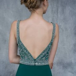 In Stock Nina Canacci 2166 Size 10 Long Fitted Sheer Embellished Prom Dress Formal Gown