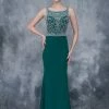 In Stock Nina Canacci 2166 Size 8 Long Fitted Embellished Prom Dress Sheer High Neckline