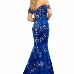 Johnathan Kayne 2176 Long Velvet Mermaid Pageant Dress Prom Gown Off Shoulder Mermaid Dresses