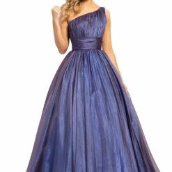 Discontinued Johnathan Kayne 2179 Long Metallic Prom Dress Ballgown One Shoulder Pageant Gown