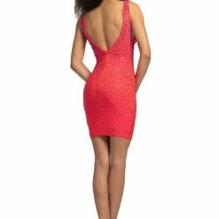 Johnathan Kayne 2183 Short Cocktail Dress V Neck Crystal Embellished Stretch Lycra 21 Johnathan Kayne 2183 Short Cocktail Dress V Neck Crystal Embellished Stretch Lycra