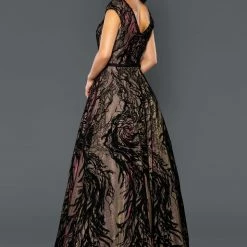 Ballgown Dresses Stella Couture 22045 Iridescent Shimmer Formal Dress V Neck Cap Sleeve A Line Ballgown