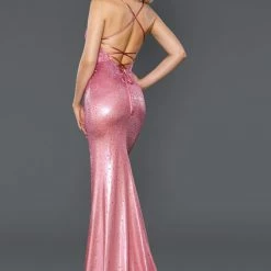 Backless Dresses Stella Couture 22047 Long Fitted Shimmer Embellished Prom Dress Pageant Gown Slit