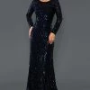 Stella Couture 22068 Fitted Sequin Long Sleeve Formal Dress Evening Gown Mother Of