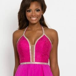In Stock Johnathan Kayne 2219 Plunging Neckline Bodysuit With Overskirt And High Slit Size 4