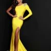 Johnathan Kayne 2224 One Long Sleeve Fitted Prom Dress With Side Slit Pageant Gown