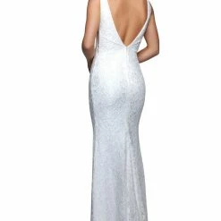 In Stock Nina Canacci 2229 Long Fitted Lace Formal Wedding Prom Dress V Neck Bridal Gown Backless Dresses