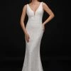 Nina Canacci 2229 Ivory Long Fitted Lace Formal Wedding Dress V Neck Bridal Gown