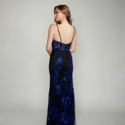 In Stock Nina Canacci 2240 Royal Mermaid Prom Dress Pageant Gown Floral Lace Dress Navy Size 12 Backless Dresses