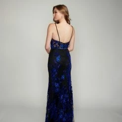 In Stock Nina Canacci 2240 Royal Mermaid Prom Dress Pageant Gown Floral Lace Dress Size 10