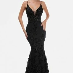 In Stock Backless Dresses Nina Canacci 2240 Long Fitted Mermaid Prom Dress Pageant Gown Floral Lace Size 6 Burgundy