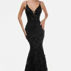 In Stock Nina Canacci 2240 Royal Mermaid Prom Dress Pageant Gown Floral Lace Dress Navy Size 12 Backless Dresses