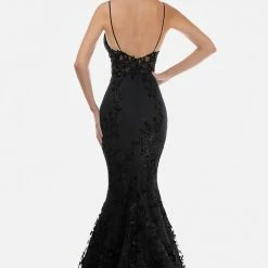 Backless Dresses Nina Canacci 2240 Long Fitted Mermaid Prom Pageant Gown Floral Lace Dress