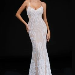 Discontinued Corset Dresses Nina Canacci 2242 Long Sequin V Neck Fitted Mermaid Prom Dress Wedding Evening