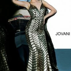 In Stock Jovani 2244 Size 8 Long Sequin Prom Dress Embellished V Neck Gown