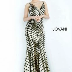 In Stock Jovani 2244 Size 8 Long Sequin Prom Dress Embellished V Neck Gown