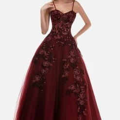 Nina Canacci 2245 Long Sheer Lace Corset Bodice Ballgown Prom Dress Tulle Gown Ballgown Dresses