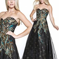 In Stock Ballgown Dresses Nina Canacci Fuchsia Peacock Prom Dress Size 8 A Line Glitter