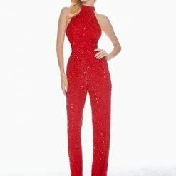 Ashleylauren Ashley Lauren 1434 Fully Beaded Sequins Halter Top Jumpsuit High Neckline Straight Legs 62 Ashleylauren Ashley Lauren 1434 Fully Beaded Sequins Halter Top Jumpsuit High Neckline Straight Legs