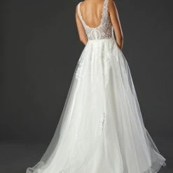 In Stock Ballgown Dresses Stella Couture 22502 Size 10 High Neckline A Line Ballgown Wedding Dress Shimmer Bridal