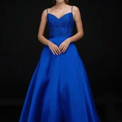 In Stock Nina Canacci 2250 Size 18 Royal Lace Ballgown Prom Dress Sheer Back Embellished Pockets Ballgown Dresses