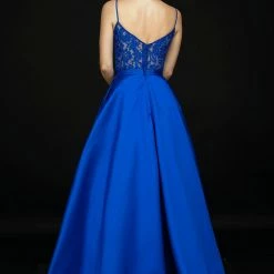 In Stock Nina Canacci 2250 Size 18 Royal Lace Ballgown Prom Dress Sheer Back Embellished Pockets Ballgown Dresses