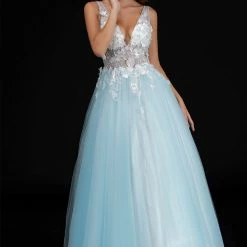 In Stock Nina Canacci 2256 Size 4 Pink Sheer Floral Prom Dress Applique Tulle Ballgown V Neck