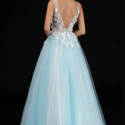 In Stock Nina Canacci 2256 Size 4 Pink Sheer Floral Prom Dress Applique Tulle Ballgown V Neck