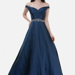 Nina Canacci 2258 Long Off The Shoulder Ballgown Prom Dress Pageant Gown