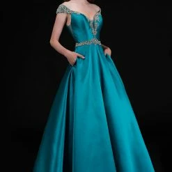 In Stock Nina Canacci 2265 Size 4 Crystal Off The Shoulder Prom Dress V Neck Ball Gown