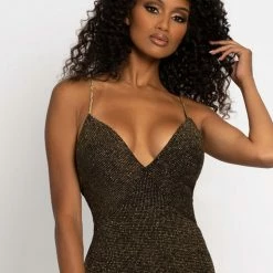 In Stock Johnathan Kayne 2290 Glitter Jersey Long Prom Dress V Neckline Shimmer Straps Size 10