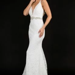 Mermaid Dresses Nina Canacci 2299 Long Lace Prom Dress Wedding Gown Ivory Black