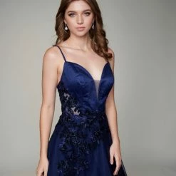 Nina Canacci 2303 Long Ballgown Sheer Prom Pageant Gown