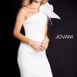 Jovani 23886 One Shoulder Ruffle Three Quarter Length Short Dress
