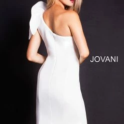 Jovani 23886 One Shoulder Ruffle Three Quarter Length Short Dress
