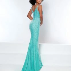 In Stock Johnathan Kayne 2400 Size 0 Long Velvet Crystal Formal Dress V Neck Overskirt Prom Pageant
