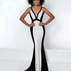 Johnathan Kayne 2408 Long Fitted Color Block Prom Dress Pageant Gown Formal Evening