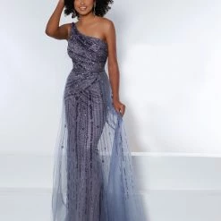 Sequin Dresses Johnathan Kayne 2416 Long One Shoulder Formal Embellished Prom Dress