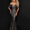 In Stock Johnathan Kayne 2417 Size 18 Long Fitted Sequin Off The Shoulder Dress Formal Gown