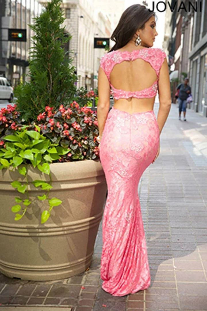 In Stock Backless Dresses Jovani 24241 Size 8 Two Piece Lace Formal Prom Dress Cap Sleeve Backless Gown 4 In Stock Backless Dresses Jovani 24241 Size 8 Two Piece Lace Formal Prom Dress Cap Sleeve Backless Gown