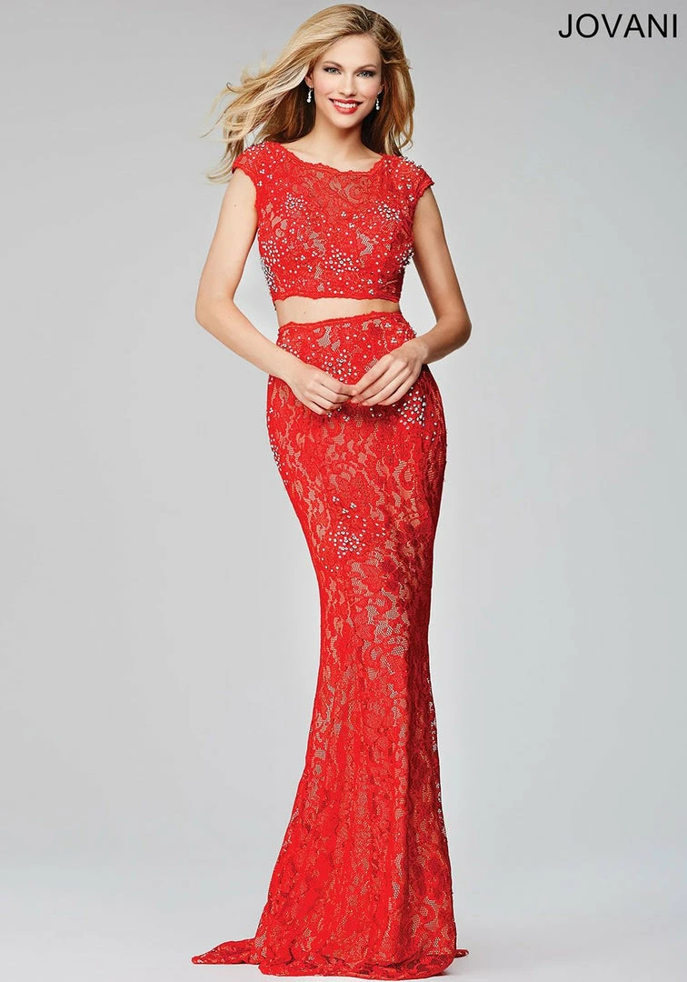In Stock Backless Dresses Jovani 24241 Size 8 Two Piece Lace Formal Prom Dress Cap Sleeve Backless Gown 7 In Stock Backless Dresses Jovani 24241 Size 8 Two Piece Lace Formal Prom Dress Cap Sleeve Backless Gown