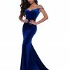 Johnathan Kayne 2428 Long Fitted Velvet Off The Shoulder Formal Dress Pageant Gown