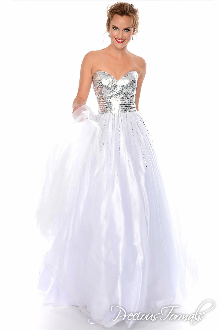 In Stock Precious Formals 46765 White Size 00 Prom Dress Strapless Sweetheart Ball Gown Silver Sequins 3 In Stock Precious Formals 46765 White Size 00 Prom Dress Strapless Sweetheart Ball Gown Silver Sequins