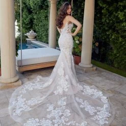 Casablanca Bridal 2447 Kimberly Floral Lace Beaded Wedding Dress Royal Length Train