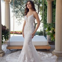 Casablanca Bridal 2447 Kimberly Floral Lace Beaded Wedding Dress Royal Length Train