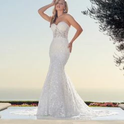 Casablanca Bridal 2448 JOCELYN Chantilly Lace Strapless Fit And Flare Wedding Dress