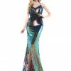 Colors 2519 Long Sequin Lace Backless Corset Formal Dress Prom Pageant Plus Size